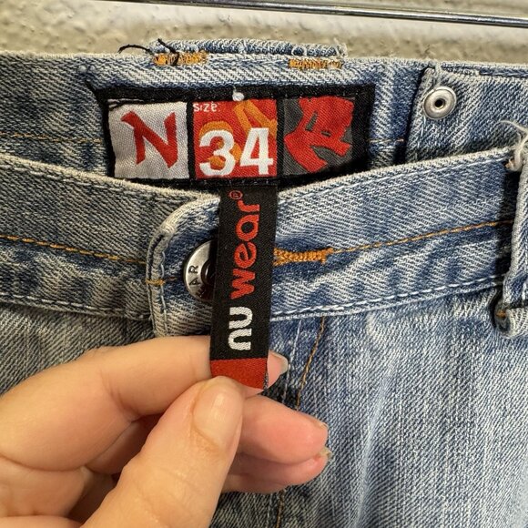 Y2K Nu Wear Rap Hip Hop Skater Baggy Wide Leg Denim Jeans Size 34x29.5 Men READ* - Picture 3 of 12